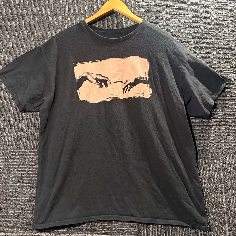 Mad Engine Michelangelo Creation of Adam Art Graphic T-Shirt XL Black